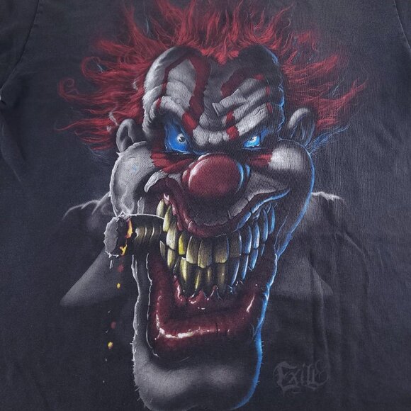 Vintage Y2K 00s Exile evil cigar smoking gangster clown faded black shirt - Picture 2 of 5